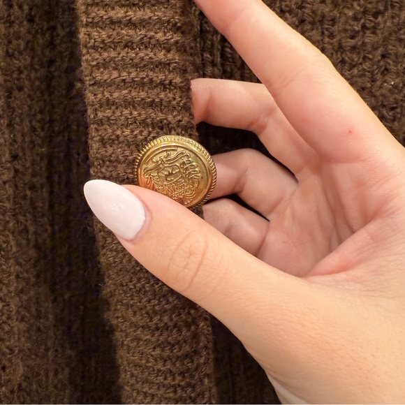 NA-KD Brown Oversized Knit Women's Cardigan - Picture 3 of 4